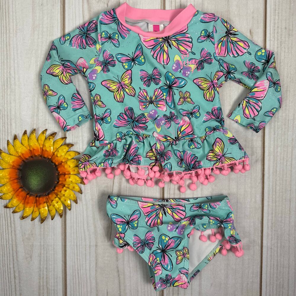 betsey johnson‎ girls long sleeve tankini swimsuit 12M